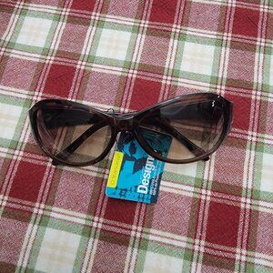 Style Science by FGX, Inc. Sunglasses Brown Frames with Silver Floral Decoration